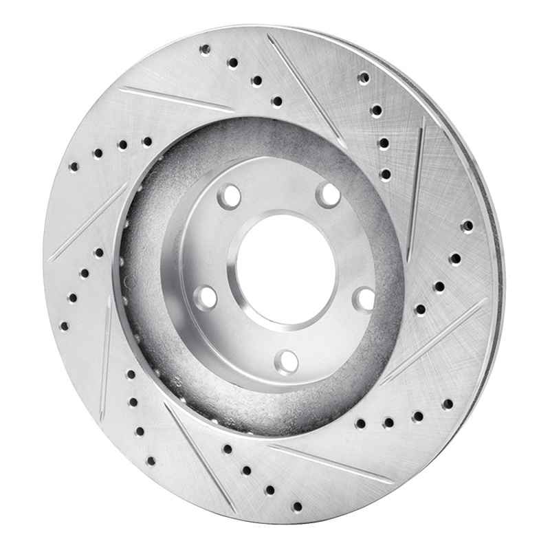 Infiniti I35 Brake Rotor (1) - Front Left - R1 Concepts - Drilled & Slotted - Silver - `02-`06